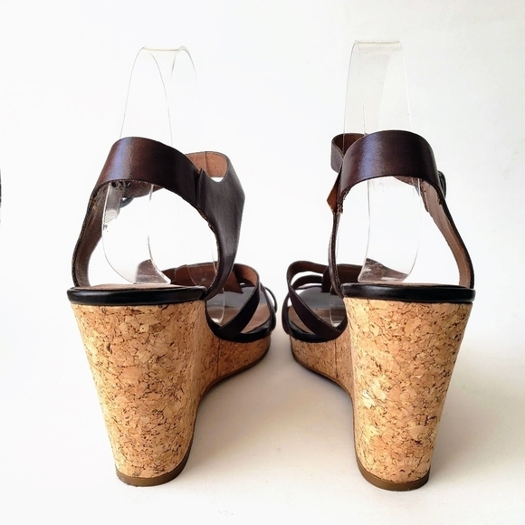 Lucky Brand Willows Cork Wedge Platform Huarache Sandal Brown Leather Size 10 - Picture 8 of 9